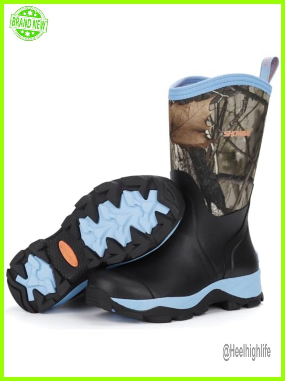 Showave Rubber Rain Boots Women Mid Calf Waterproof Neoprene